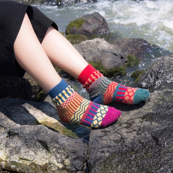 3 pair socks thick wool happy crazy colors new random sent New Fall Autumn gift - Picture 6 of 7